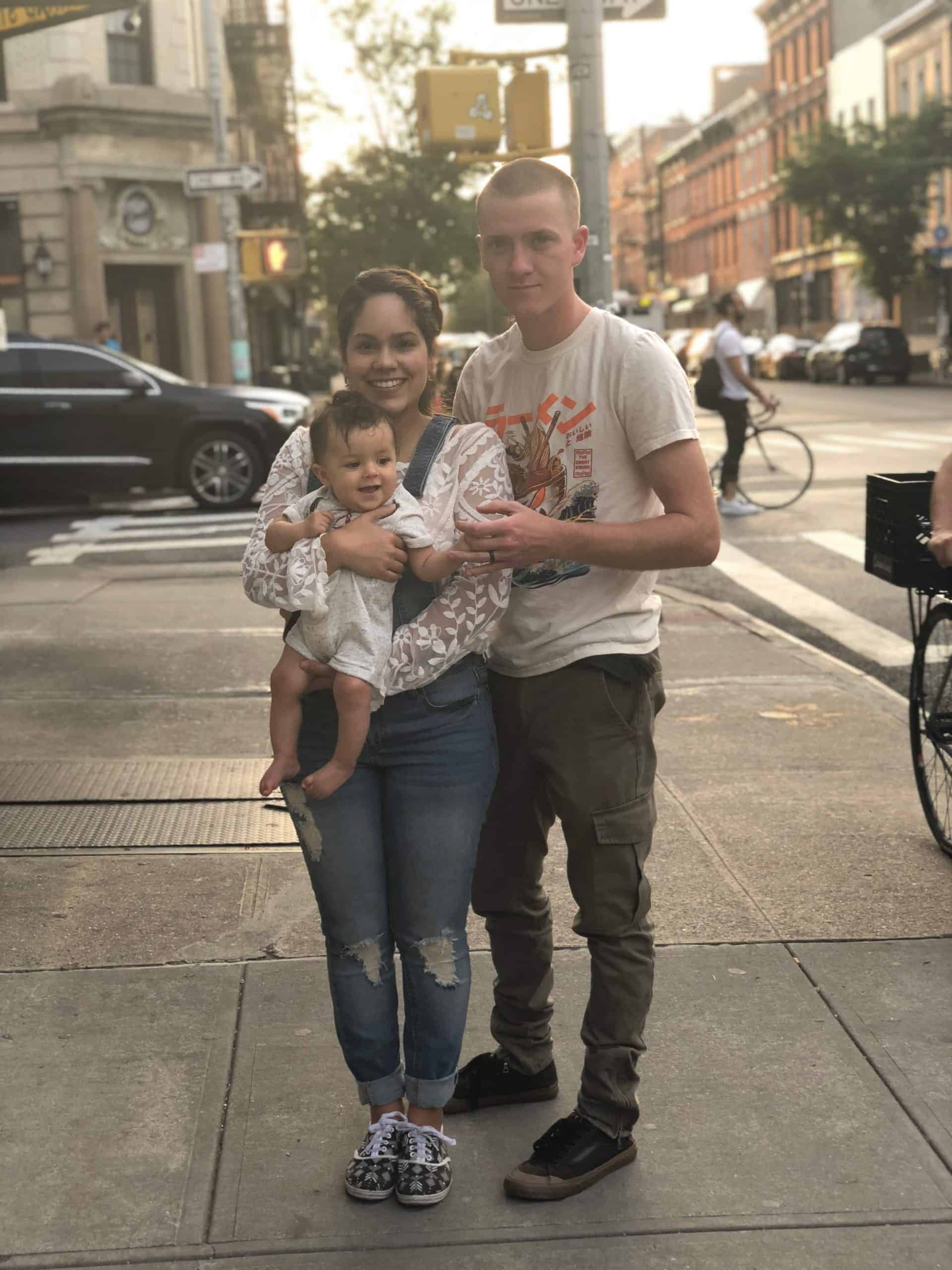 Couple with child in brooklyn